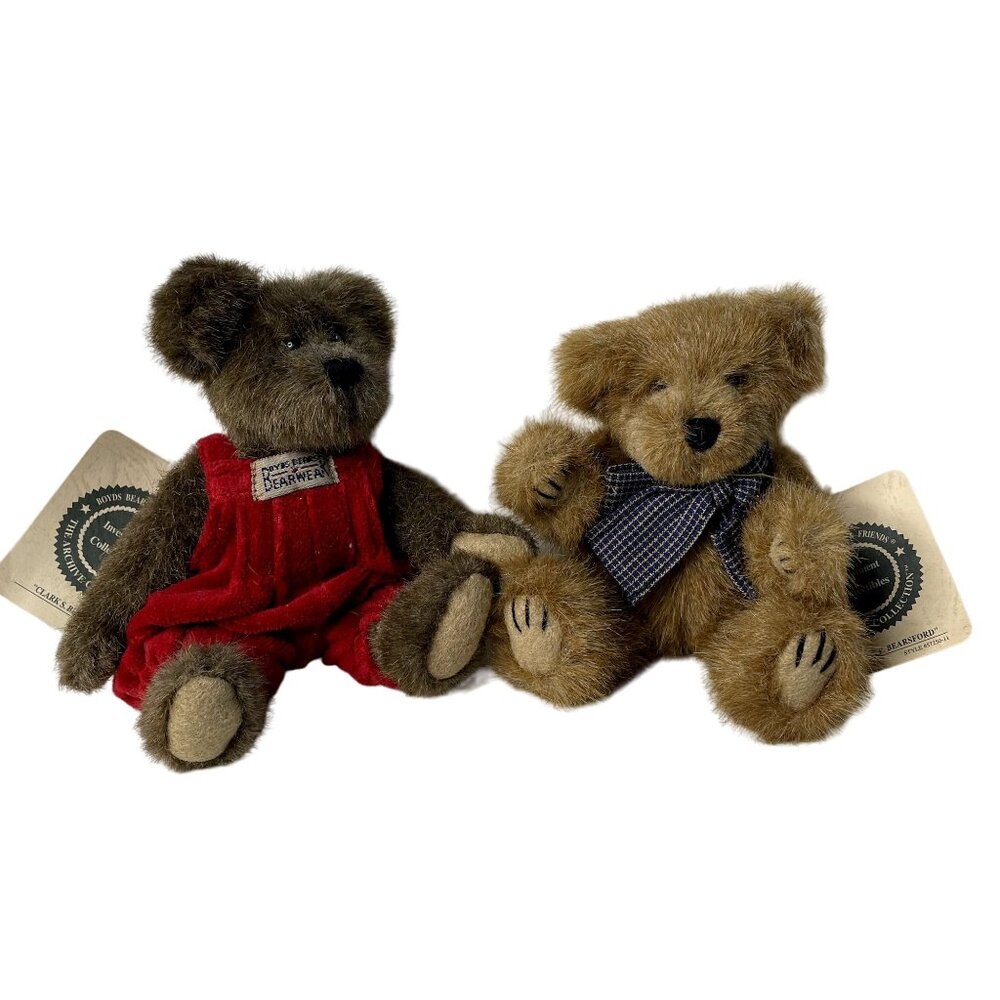 Boyds Bears Hastings P Bearsford Brown  Blue Bow Red Romper Tag u Set Retired